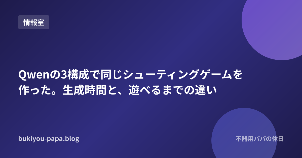 Qwenの3構成によるゲーム制作比較の記事タイトル画像