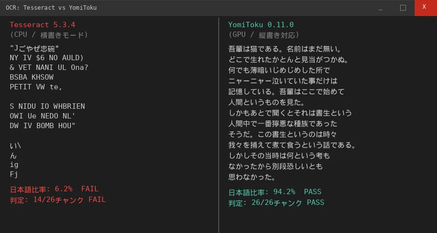 OCR比較: Tesseract vs YomiToku