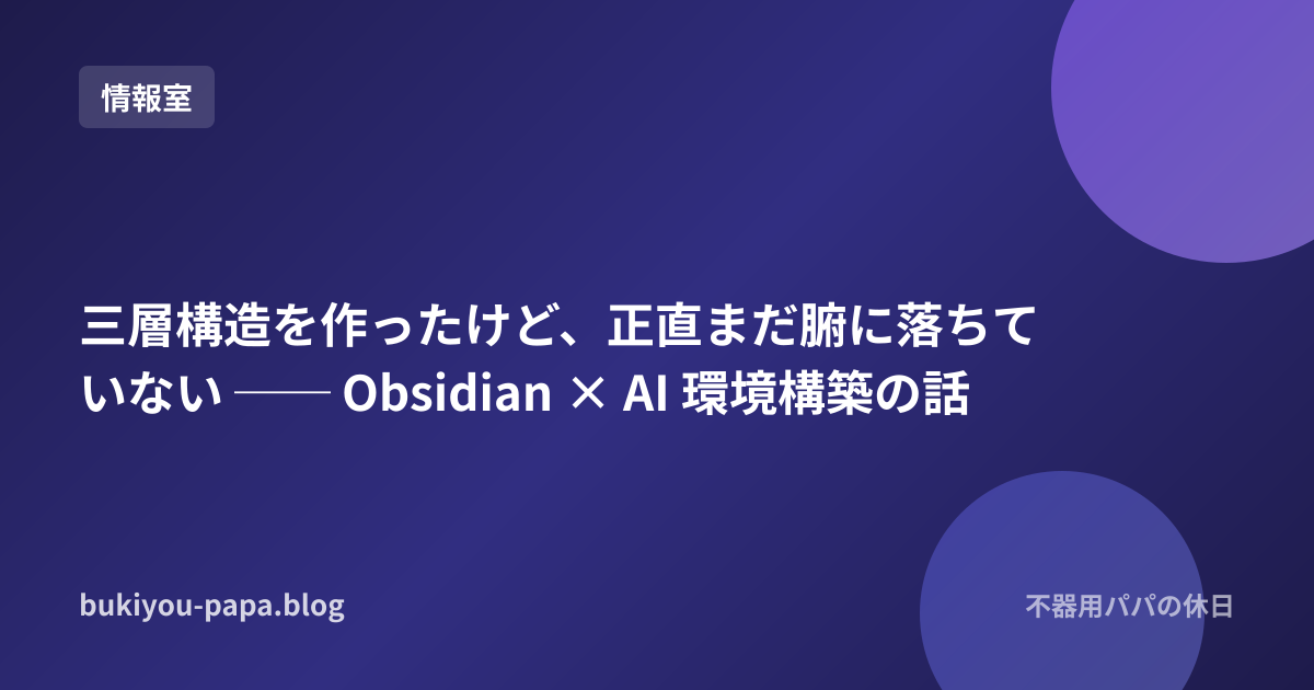 三層構造を作ったけど、正直まだ腑に落ちていない ── Obsidian × AI 環境構築の話 | 不器用パパの休日